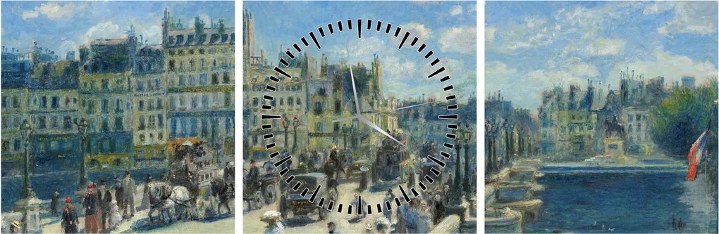 Obraz - Auguste Renoir, Pont Neuf, Paris, reprodukcje (z zegarem) (90x30 cm)