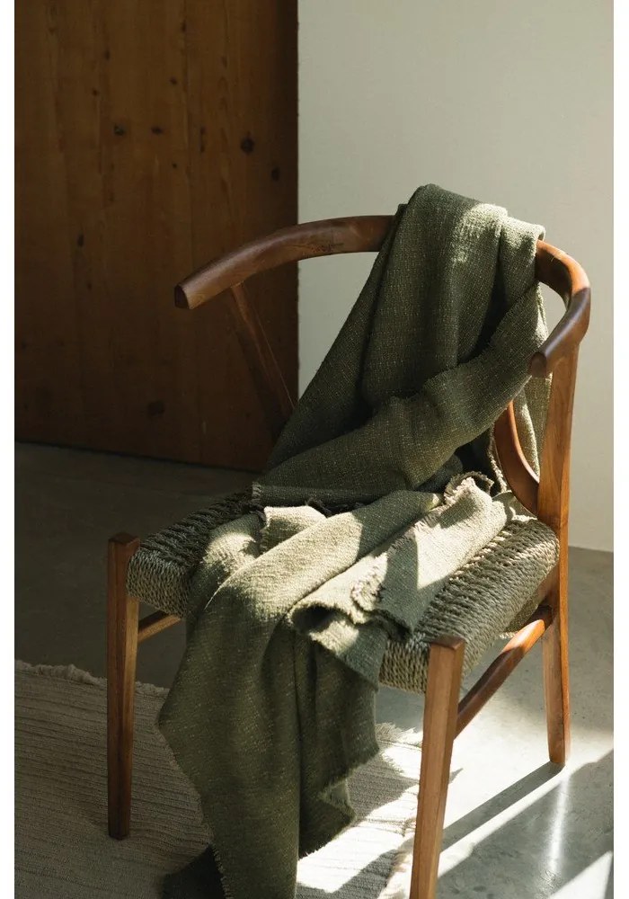 Bawełniany koc w kolorze khaki 130x180 cm Handloom – Lorena Canals