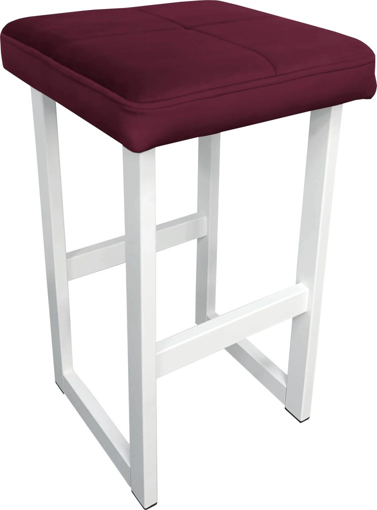 Hoker ALEX krzesło barowe tkanina Welur podstawa metalowa : Kolor Stelaża - Biały, Kolor tkaniny - VELVET - MG02, Wysokość - 60 cm