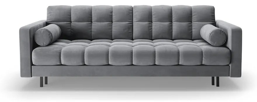 Jasnoszara aksamitna rozkładana sofa ze schowkiem 222 cm Bali – Cosmopolitan Design