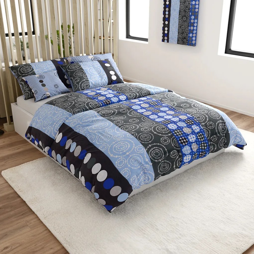 PrzytulneMieszkanie.pl PrzytulneMieszkanie.pl Pościel bawełniana CIRCLES BLUE, niebieska Rozmiar pościeli: 70 x 90 cm | 140 x 200 cm