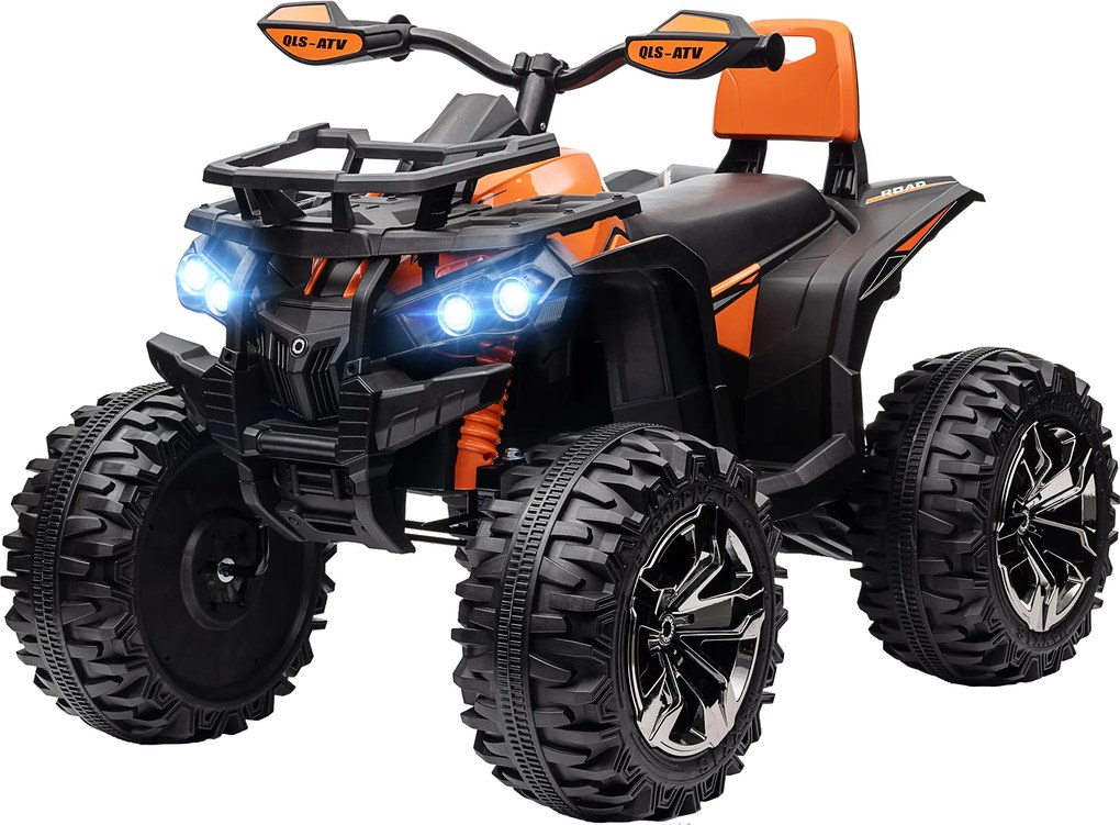 HOMCOM 12V Pojazd dla Dzieci z funkcją jazdy do przodu, do tyłu, odtwarzaczem MP3, światłem LED, 3-8 km/h, 3-5 lat, Pomarańczowy