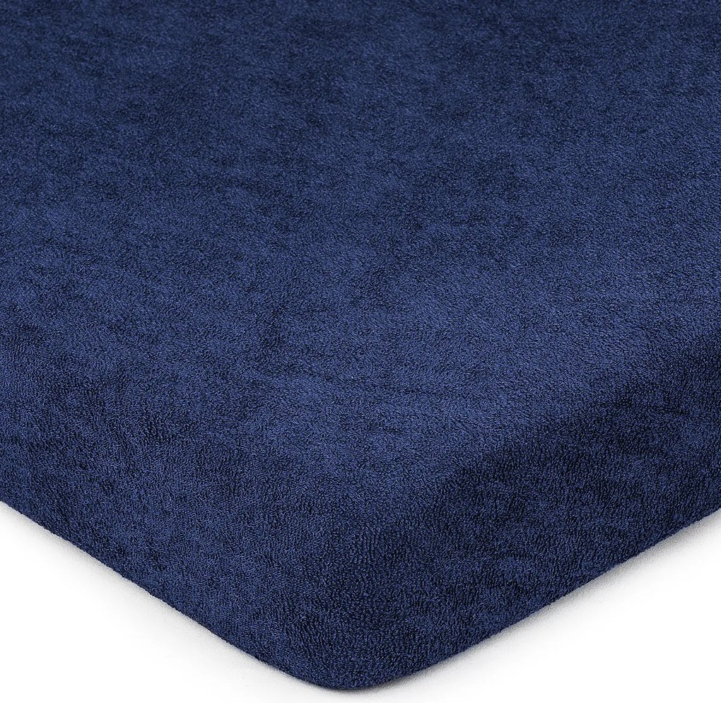4Home Prześcieradło frotte ciemnoniebieski, 160 x 200 cm