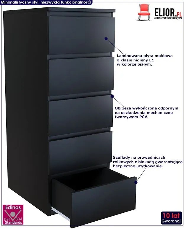 Czarna wysoka komoda T3-M22