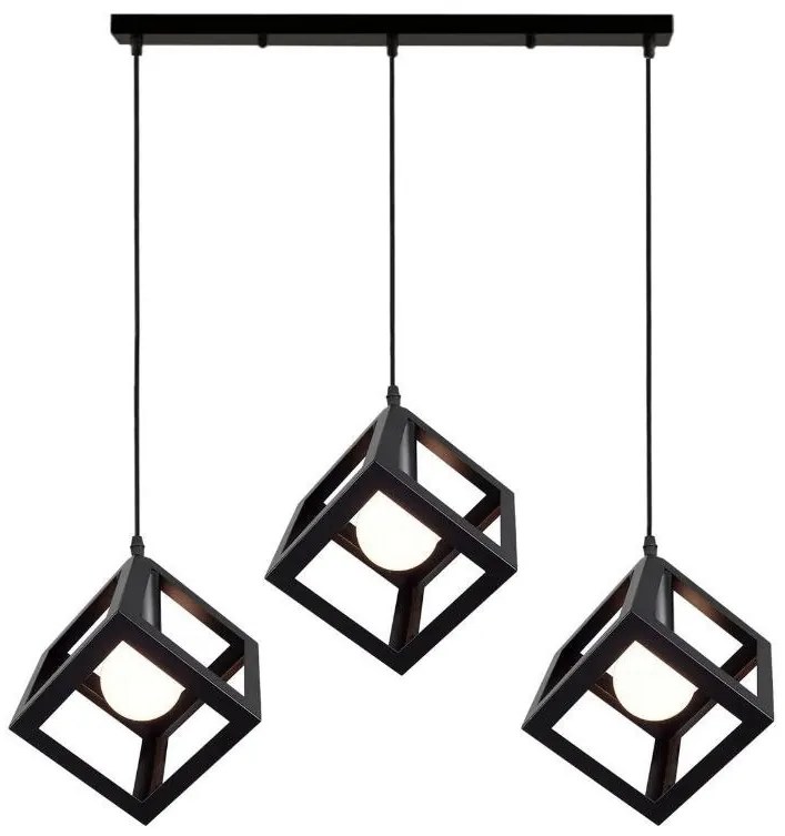 Lampa sufitowa metalowa loft sześcian wisząca AT40-3SZ-Black