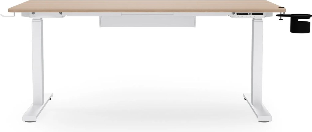 Biurko elektryczne z regulacją wysokości ergonomiczne białe/dąb sonoma,1400x700 mm: ARIA
