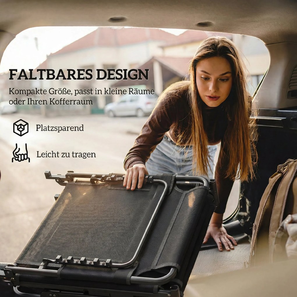 Outsunny Składany leżak szeroki leżak ogrodowy z 5-stopniowo regulowanym oparciem, wyściełanym materacem, poduszką na głowę, kieszenią boczną | Aosom PL