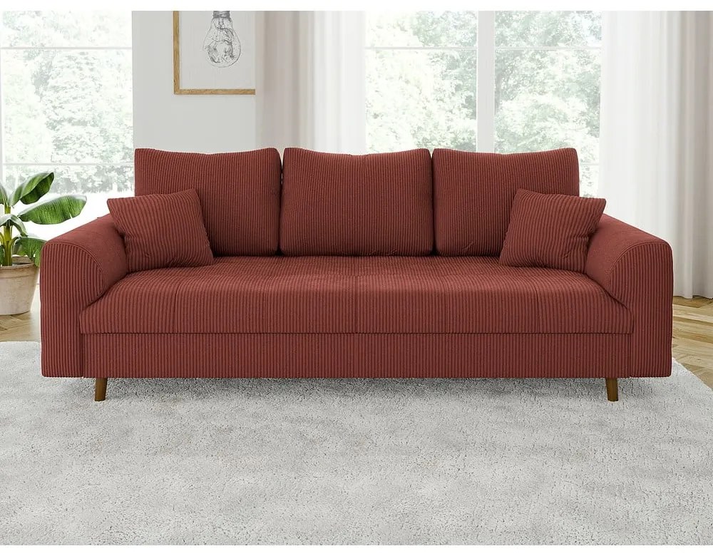 Ceglasta sztruksowa sofa 210 cm Ariella – Ropez