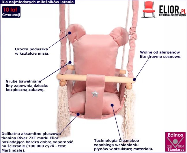 Różowa huśtawka miś dla dziewczynki L9-L84