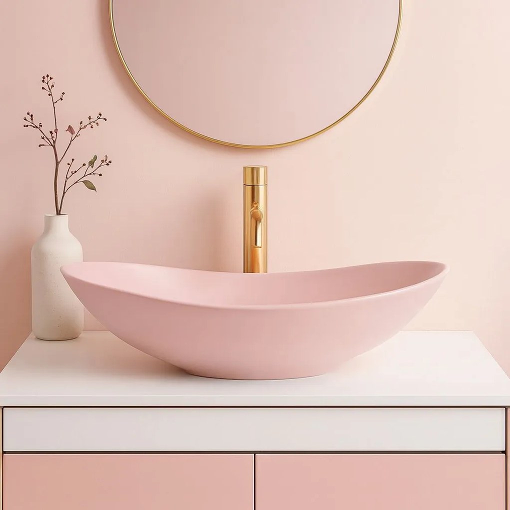 Umywalka nablatowa Rea Royal Powder Pink Matt