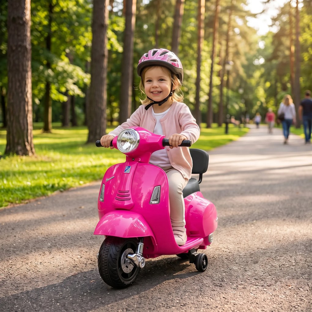 AIYAPLAY Elektryczny motorek dziecięcy Mini Vespa GTS 6V z akumulatorem litowym Ergonomiczne siedzisko i oparcie 1,5-3 lat | Aosom PL