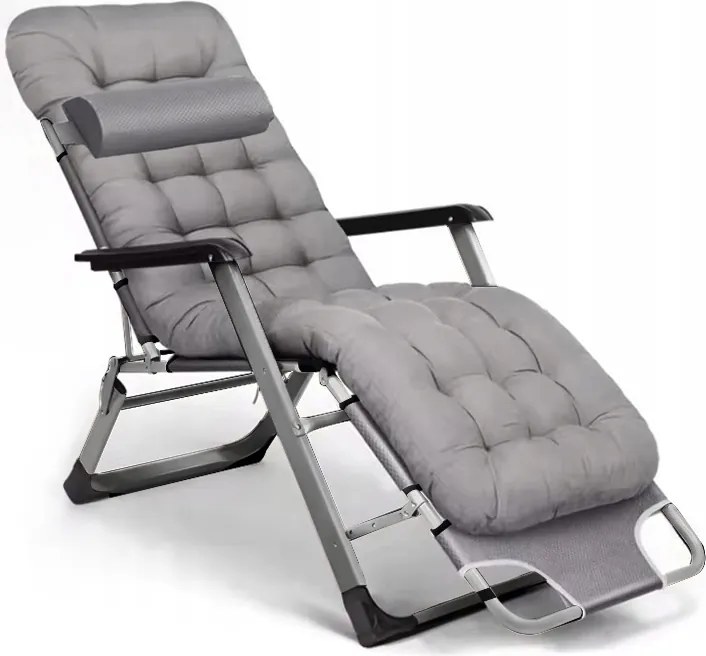 Leżak ogrodowy rozkładany Tossa DC01-GR-GR, poduszka szara, stelaż szary