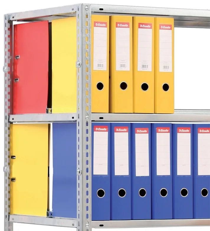 Regał na segregatory COMPACT, szary, 7 półek, 2200x1000x600 mm, podstawowy