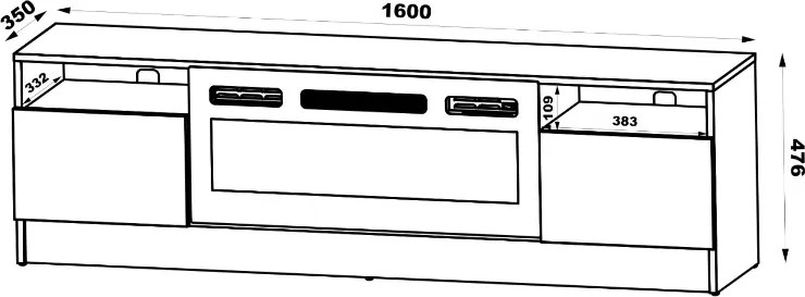 Szafka RTV z kominkiem Duke 01 biały mat/biały połysk