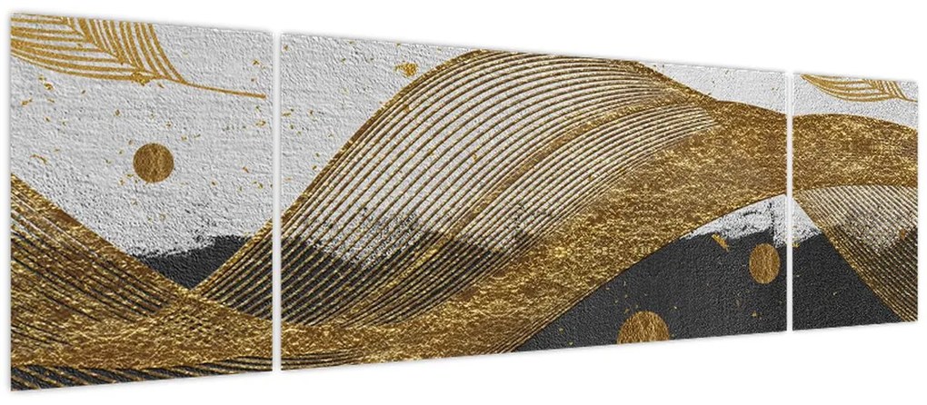 Obraz - Złote piórka (170x50 cm)