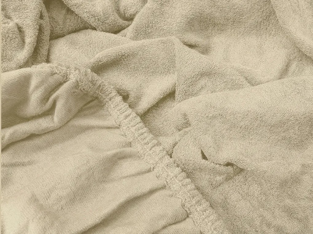 PrzytulneMieszkanie.pl Prześcieradło frotte MOLTON cappuccino 180 x 200 cm