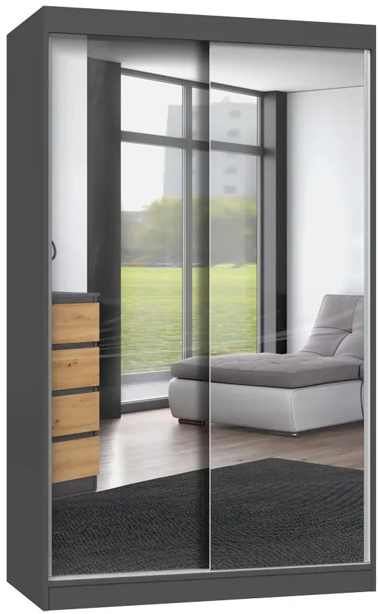 Lustrzana szafa przesuwna 120 cm dąb artisan antracyt Z9-W25