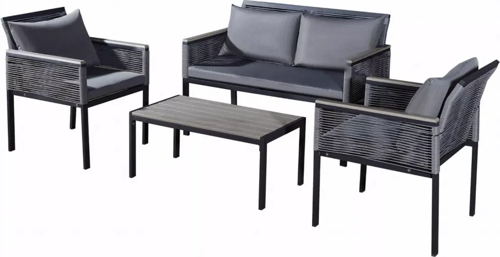 Aluminiowy zestaw mebli ogrodowych Solani - 2 fotele, sofa, stolik