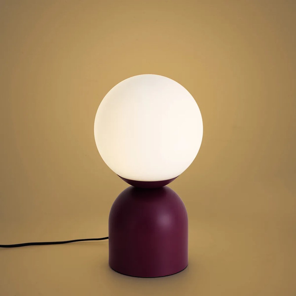Lampa stołowa Hotel Chic fioletowa z opalowym szkłem - Pallon Trend