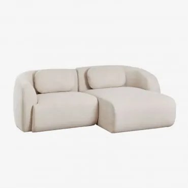 Sofa Modułowa Coquette 2-częściowa Szenilowa Z Szezlongiem Tkaniny Szenil Kremowa - Sklum