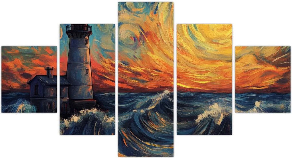 Obraz - Latarnia morska w falach (125x70 cm)