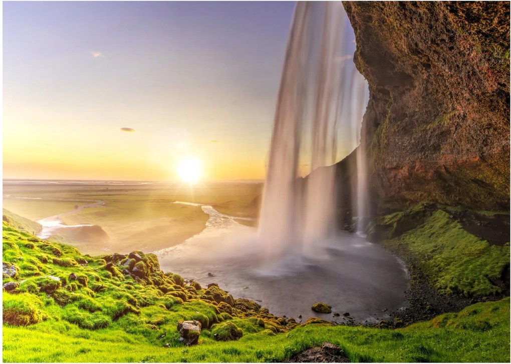 Obraz - Seljalandsfoss od tyłu jaskini (70x50 cm)