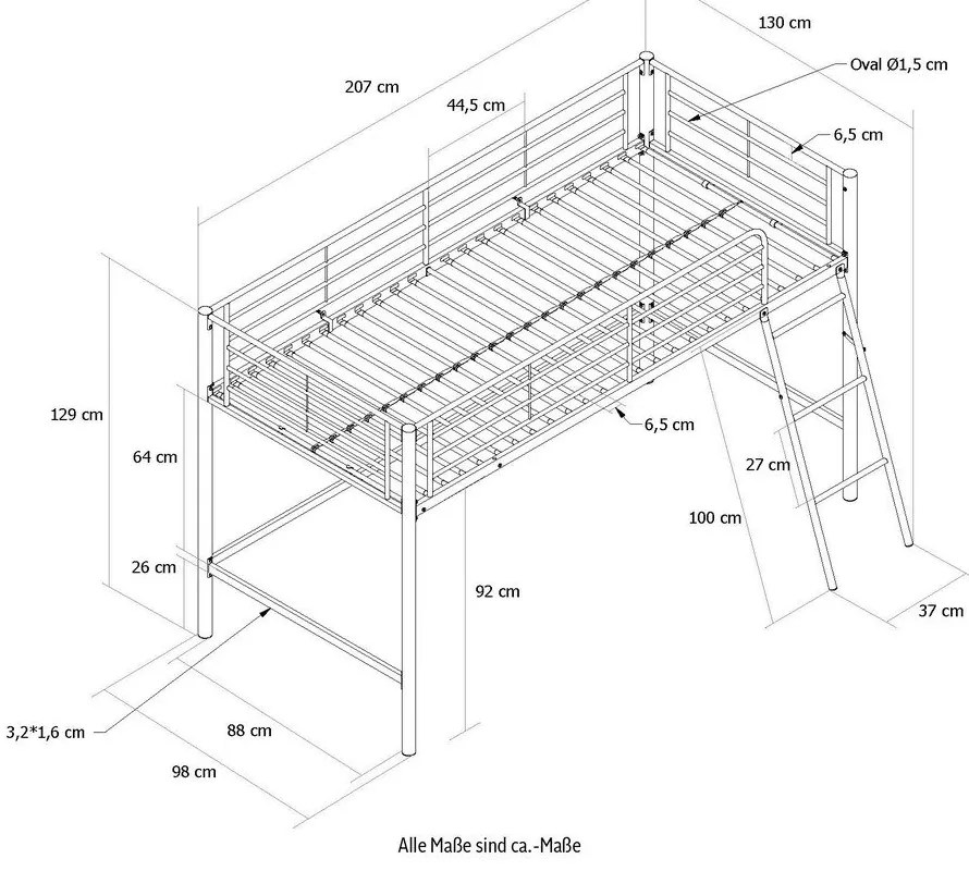 Białe podwyższone łóżko dziecięce 90x200 cm Jodie – Støraa