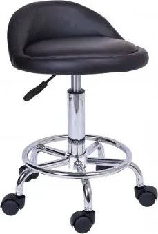 Czarny tapicerowany taboret obrotowy R1-H55