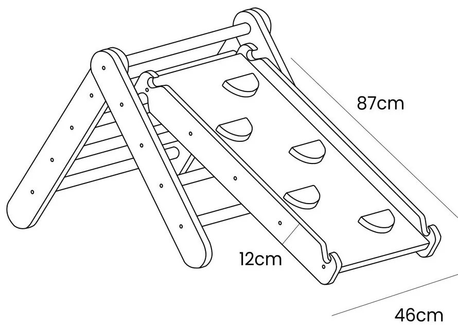 Biała drabinka pikler z litego drewna sosnowego 46x87x60 cm Montessori – Meowbaby