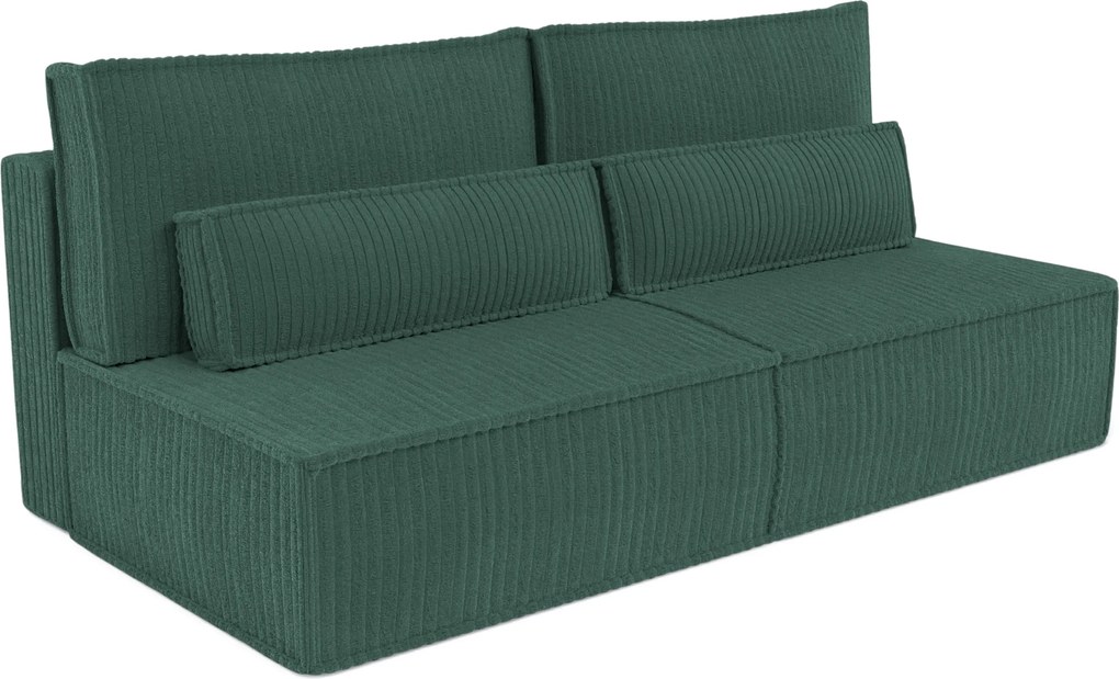 Masseno Sofa LINO z funkcją spania i pojemnikiem na pościel, Rozkładana sofa - Zielony, TILIA 39