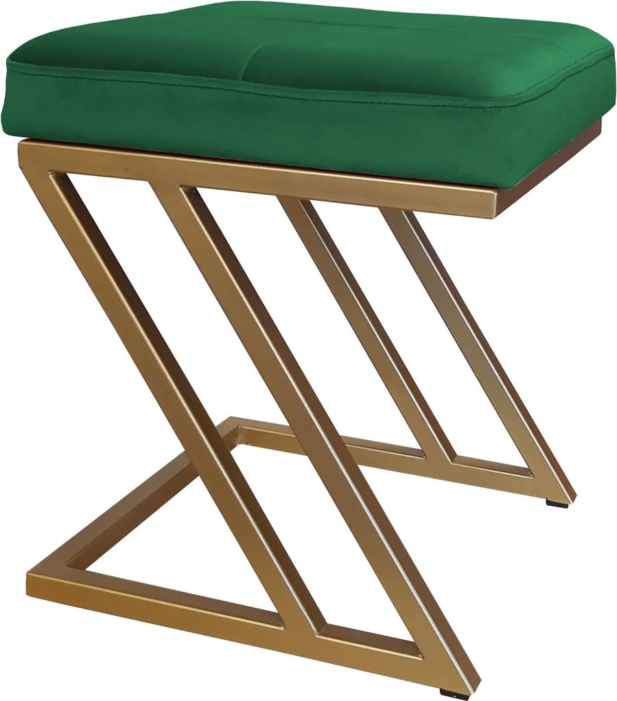 Pufa ZETA tkanina Welur loft ławka podnóżek metal : Kolor Stelaża - Złoty, Kolor tkaniny - VELVET - MG25, Typ tkaniny - Velvet