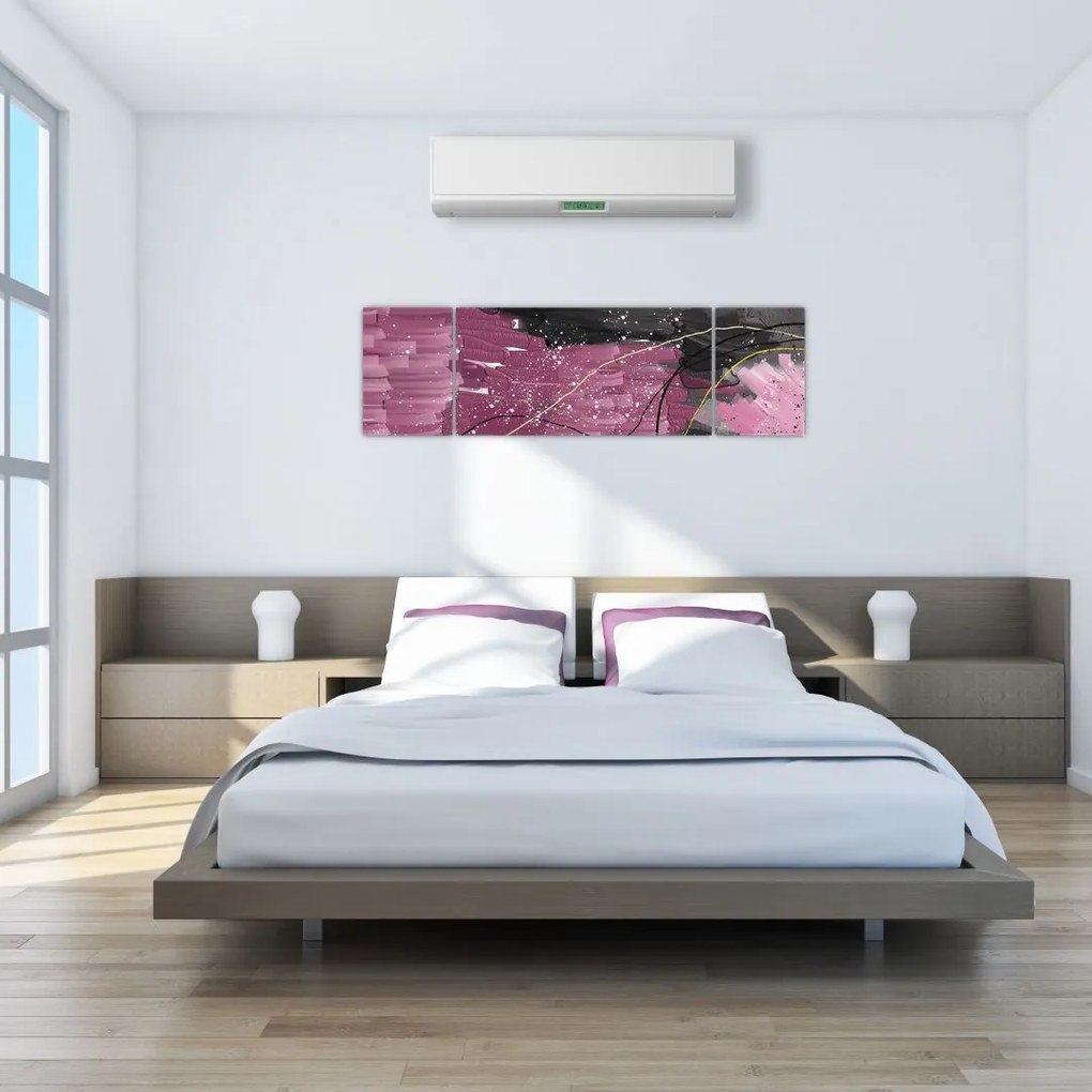 Obraz - Różowo - czarna abstrakcja (170x50 cm)