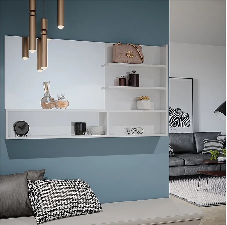 Półka lustrzana biały wysoki połysk 119.8x11x70