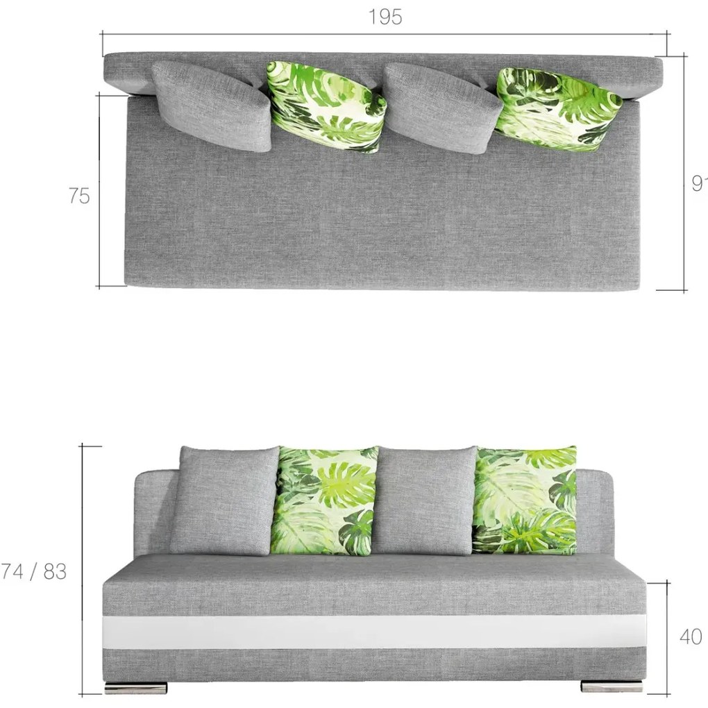 Sofa rozkładana z funkcją spania CALIA czarna/biała ELTAP
