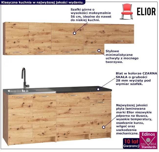 Komplet 7 szafek kuchennych 240 cm dąb artisan S6-F87