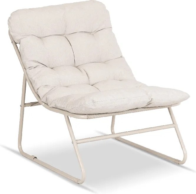 Fotel Ogrodowy KALISTA z Podnóżkiem Beżowy Nowoczesny