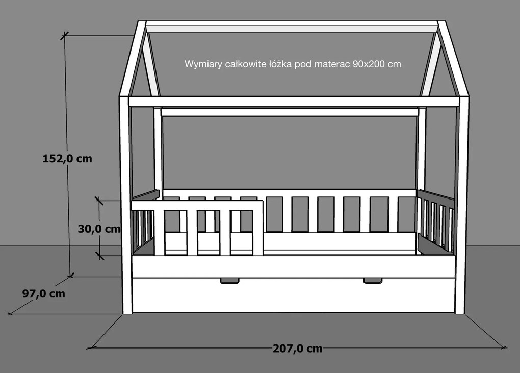 Drewniane łóżko dziecięce domek Marulla 132G