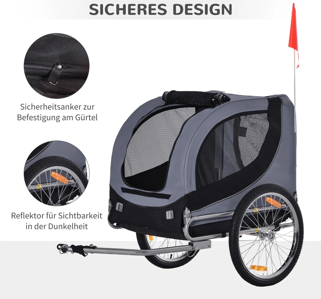 PawHut przyczepka rowerowa dla psa jazda rowerem z psem przyczepa kolor czerwony + czarny