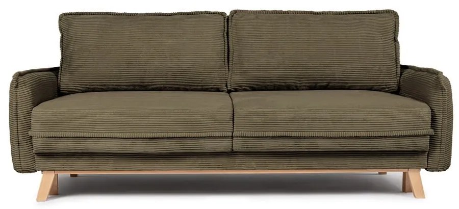 Zielona sztruksowa rozkładana sofa 218 cm Tori – Bonami Selection