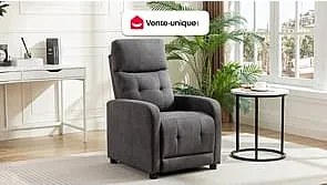 Fotel z funkcją relax tapicerowany antracytowy – JARAMILO