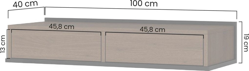 Konsola wisząca Zenar 100 cm z szufladami - orzech elegant / czarny