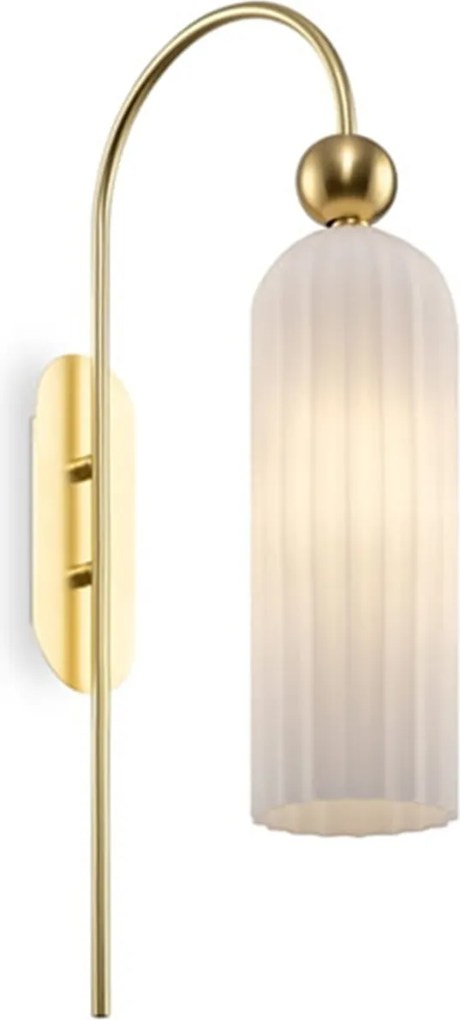 Venesia kinkiet 53 cm ryflowane szkło mrożone, elegancki złoty E14