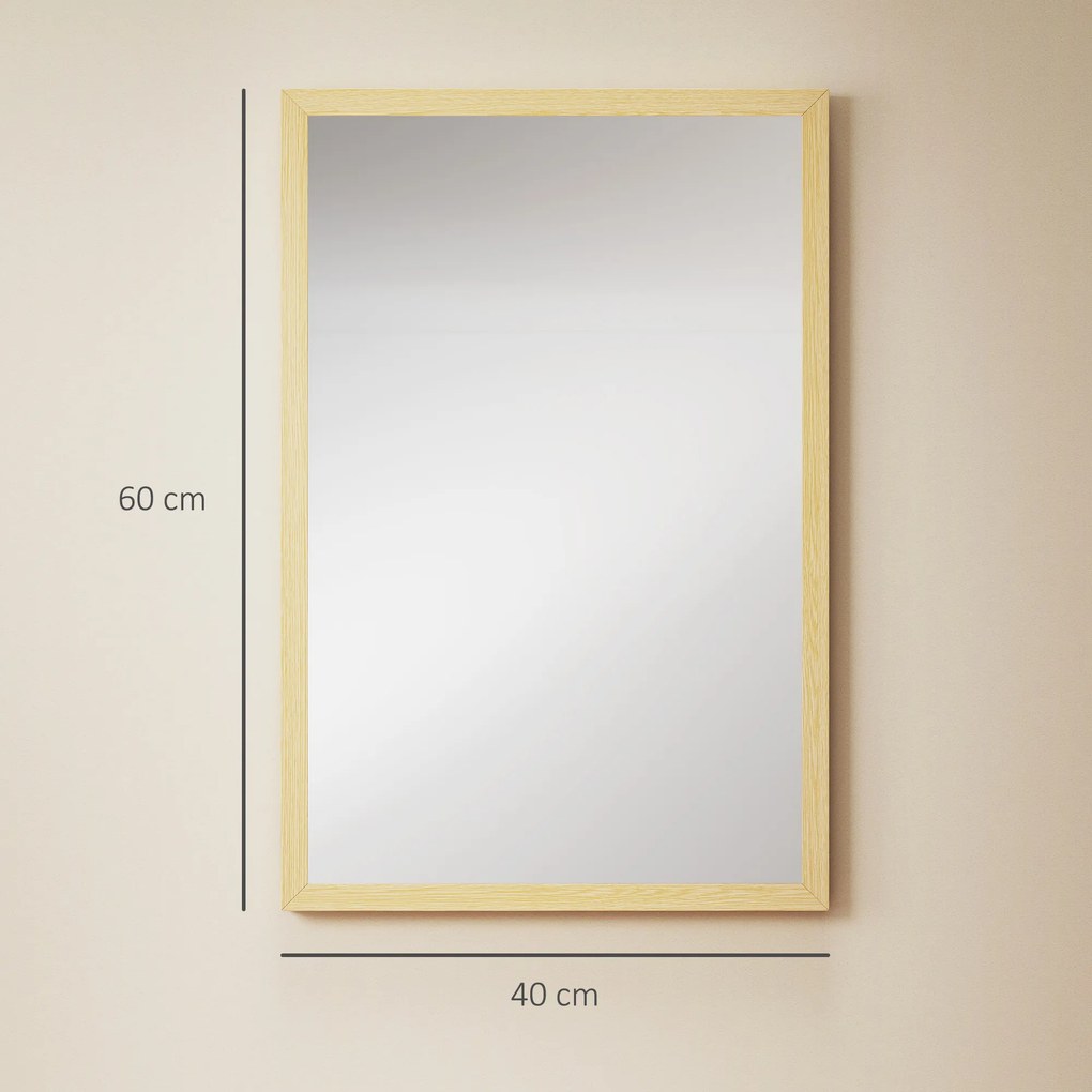 HOMCOM Lustro ścienne, 40 x 60 cm, dekoracyjne lustro do zawieszenia, łatwy montaż, w zestawie śruby | Aosom PL
