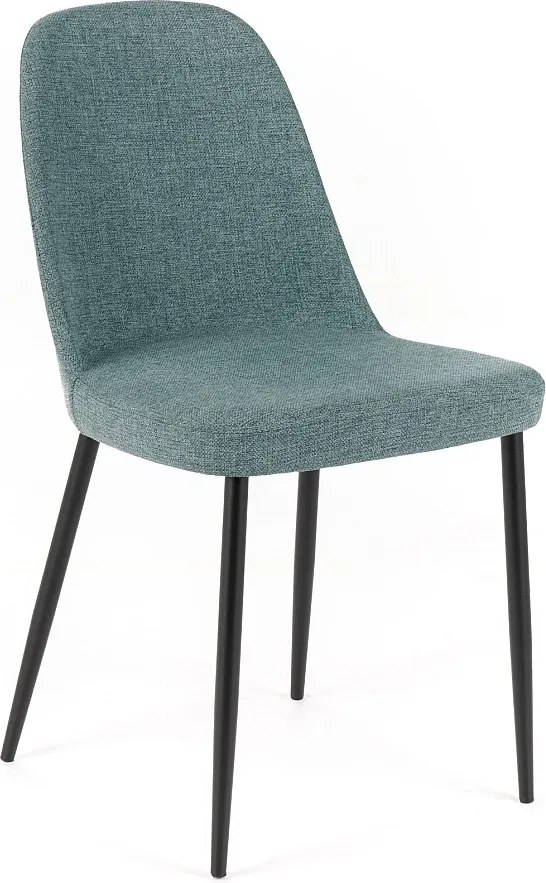 Zestaw 4 nowoczesnych krzeseł w tkaninie w kolorze turkusowym "Giglio" z malowanymi metalowymi nogami, 46x55 cm, wys. 85 cm