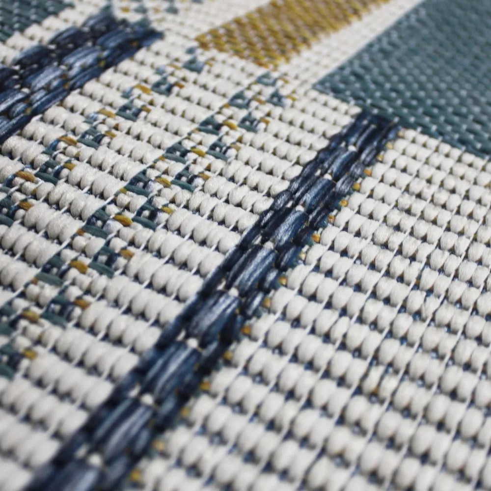 Żółto-niebieski dywan odpowiedni na zewnątrz 200x290 cm Rosco Geo – Flair Rugs