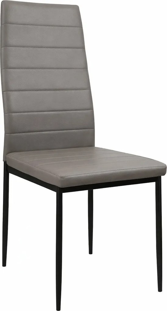 Zestaw 4 krzeseł Faro do jadalni z szaro-brązowej eko skóry – nowoczesne, metalowe nogi