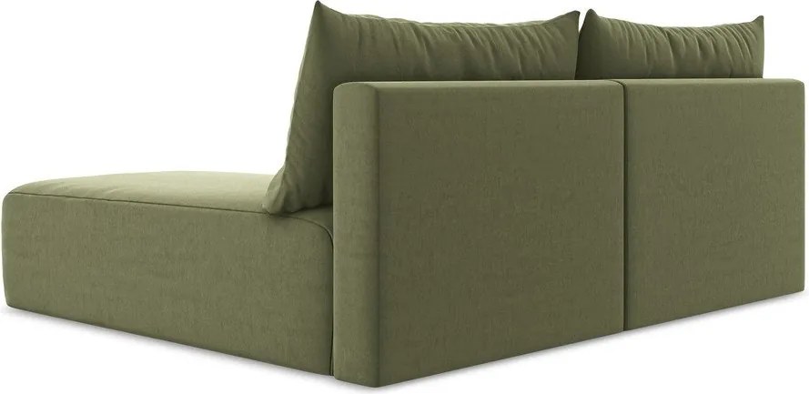 Zielony aksamitny rozkładany/ze schowkiem narożnik (prawostronny/z szezlongiem) Kalena – Makamii