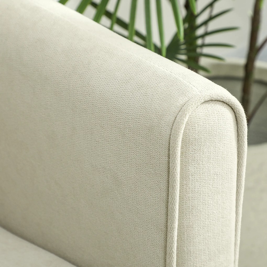 HOMCOM Sofa 2-osobowa z piankowym wypełnieniem i obiciem materiałowym, do salonu, sypialni, rama metalowa, kremowy