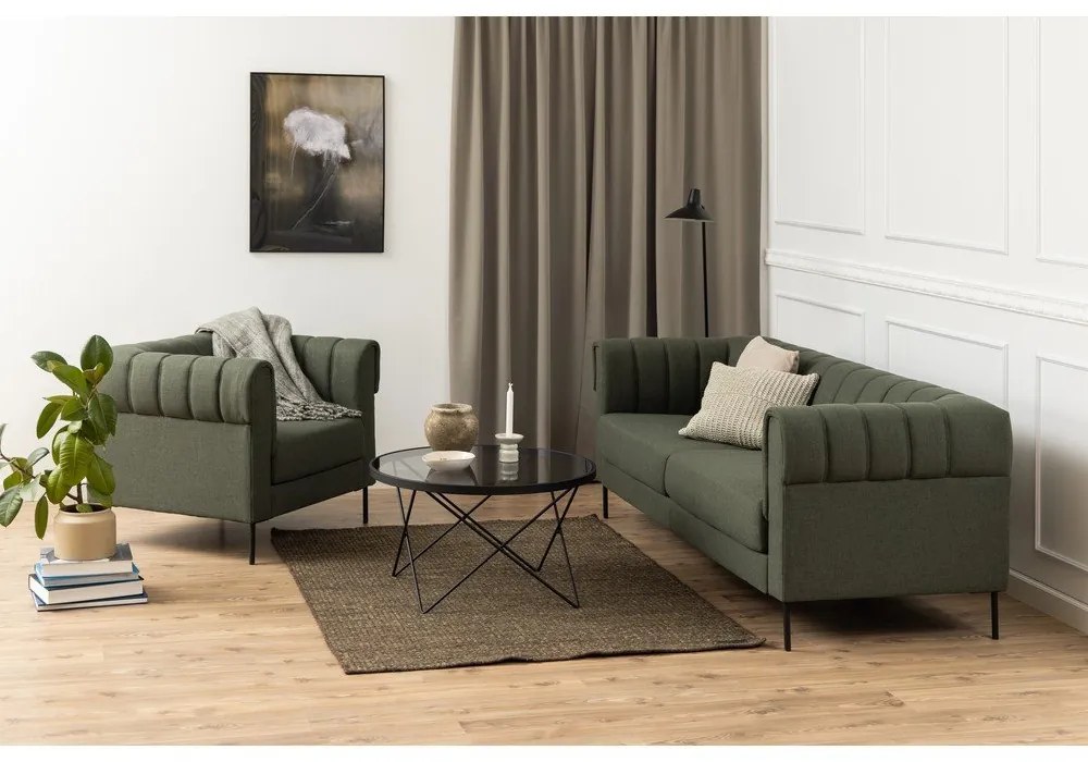 Czarny stolik ze szklanym blatem ø 80 cm Cuxton – Actona