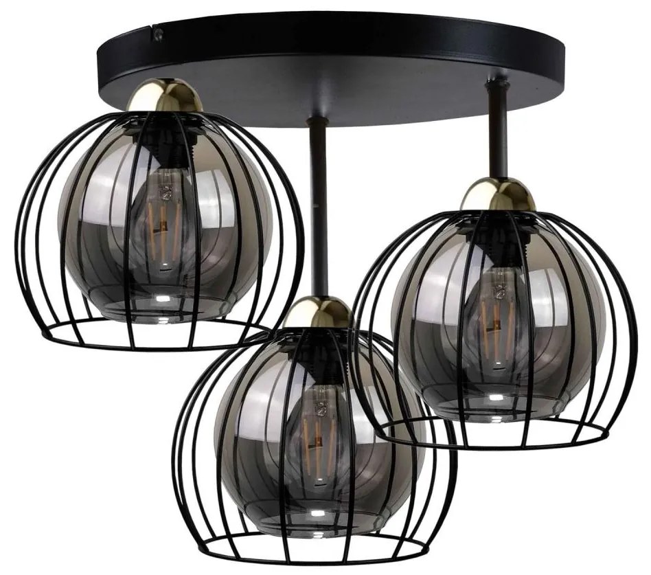 Lampa sufitowa SOLO BLACK 3xE27/60W/230V pr. 30 cm czarno-złota